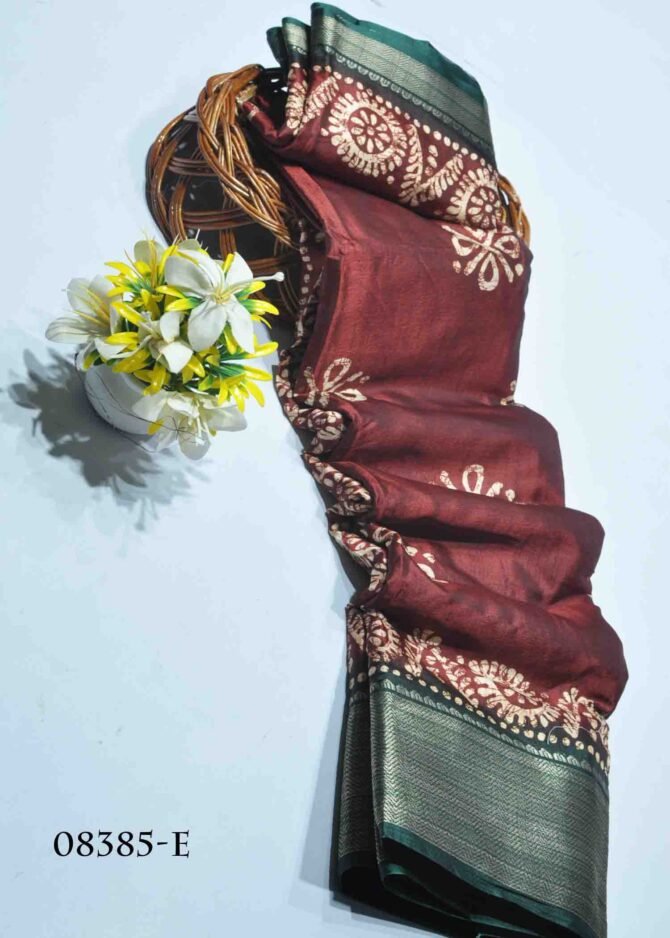 Jivika -08385-E Russet Brown Color Printed Dola Silk Saree CM1252376 (LR6B)
