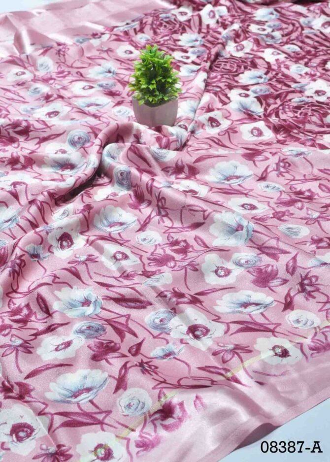 Thevaki -08387-A Baby Pink Color Floral Printed Crepe Saree CM1258710 (LR10D)