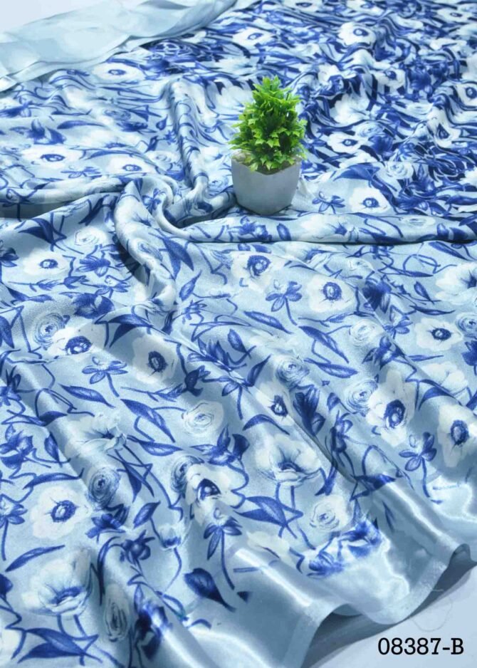 Thevaki -08387-B Cornflower Blue Color Floral Printed Crepe Saree CM1258710 (LR10D)