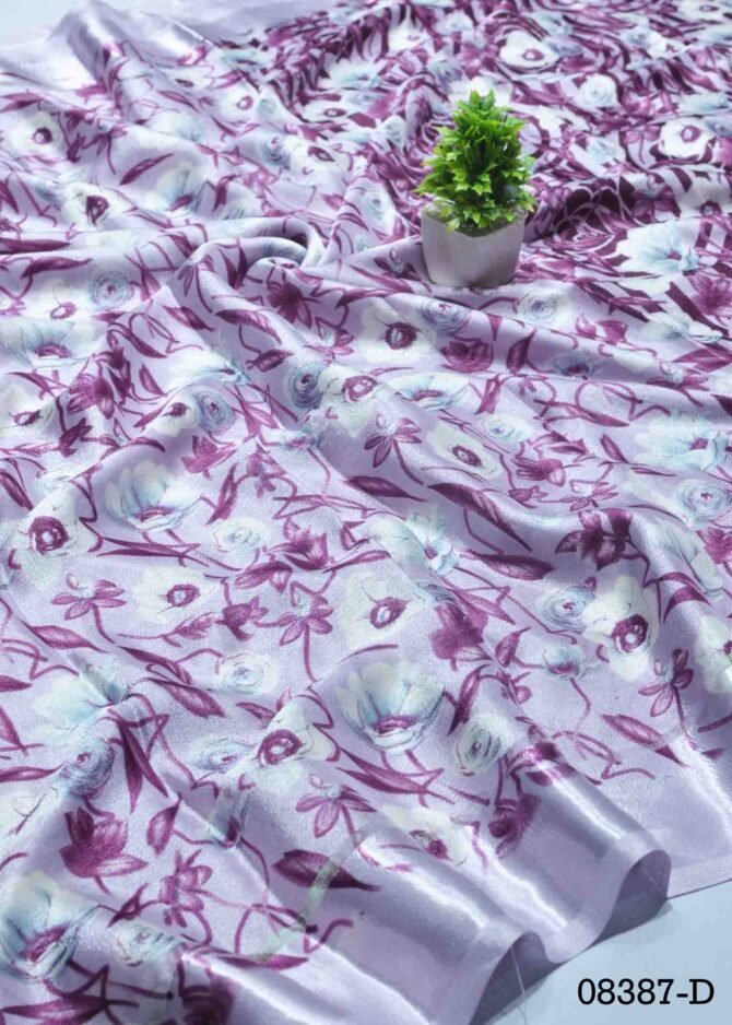 Thevaki -08387-D Lavender Color Floral Printed Crepe Saree CM1258710 (LR10D)