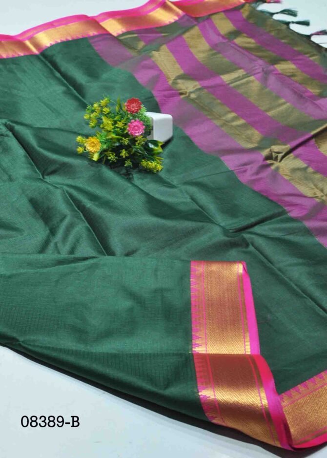 Sharika -08389-B Dark Green Color Elegant Look Jute Cotton Saree CM1268451 (LR7E)