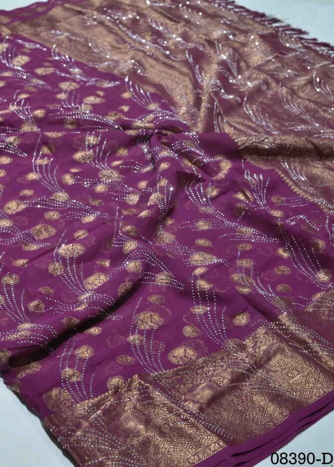 Oviya -08390-D Purple Color Rich Look Georgette Saree CM1248391 (LR10D)