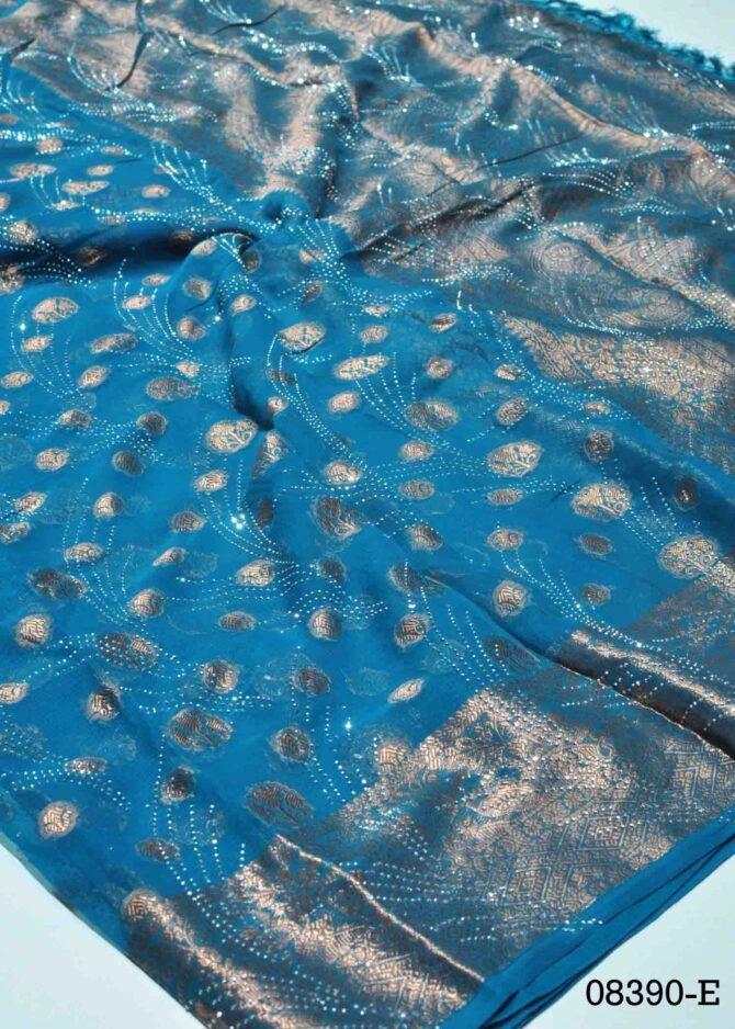 Oviya -08390-E Turquoise Blue Color Rich Look Georgette Saree CM1248391 (LR10D)