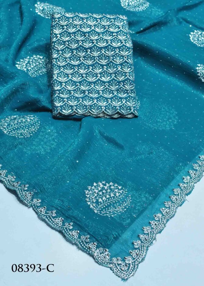 Gopika -08393-C Turquoise Blue Color New Arrival Shiny Space Silk Saree CM1265971 (LR8E)