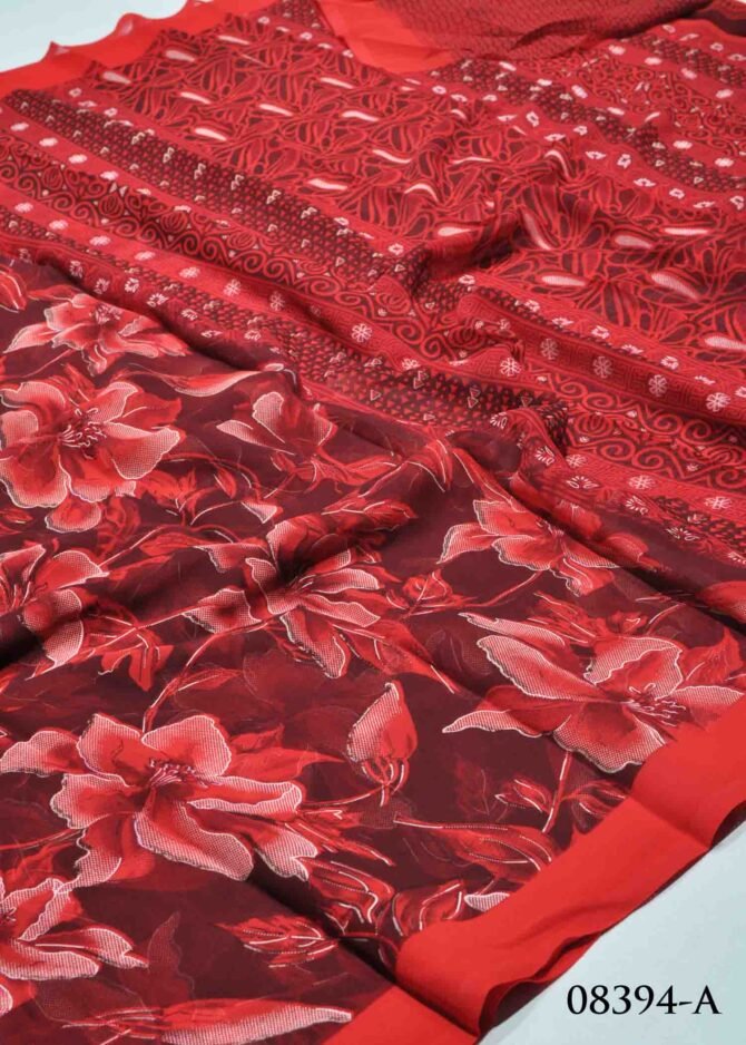 Karthika -08394-A Red Color Floral Printed Soft Synthetic  Saree CM1250755 (LR9D)