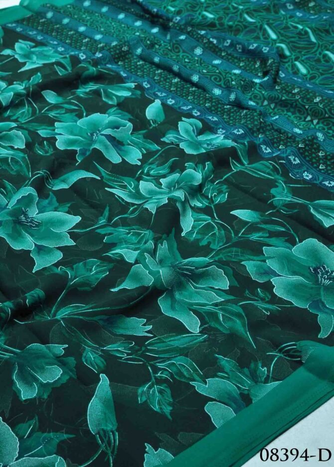Karthika -08394-D Dark Green Color Floral Printed Soft Synthetic  Saree CM1250755 (LR9D)