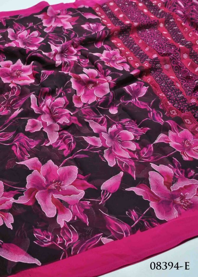 Karthika -08394-E Deep Purple Color Floral Printed Soft Synthetic  Saree CM1250755 (LR9D)