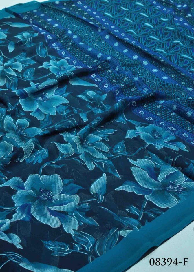 Karthika -08394-F Space Blue Color Floral Printed Soft Synthetic  Saree CM1250755 (LR9D)