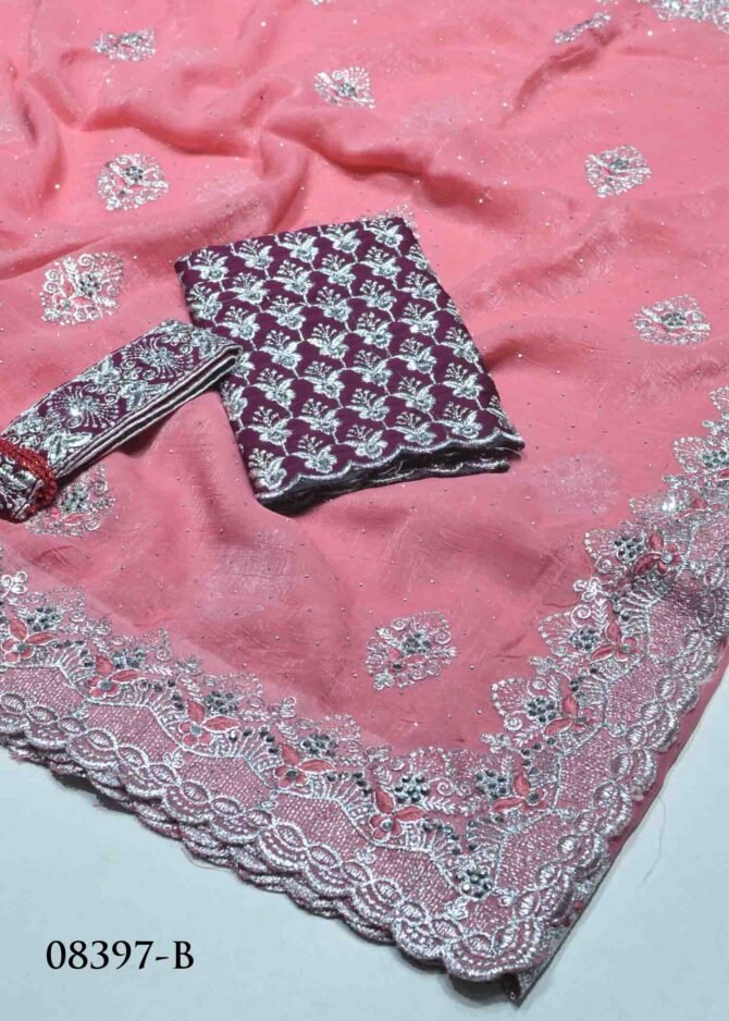 Arpana -08397-B Fandango Pink Color New Arrival Shiny Space Silk Saree With HipBelt CM1269280 (LR8E)