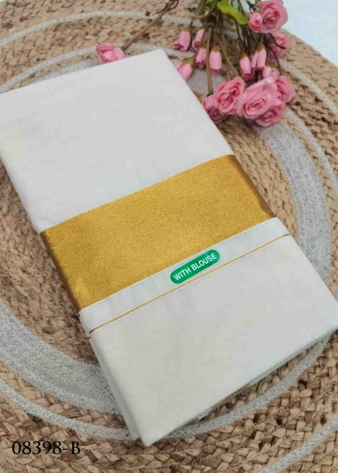 Bhumika -08398-B Baby Pink Color Onam Special Poly Cotton Saree CM1268709 (LR4D)