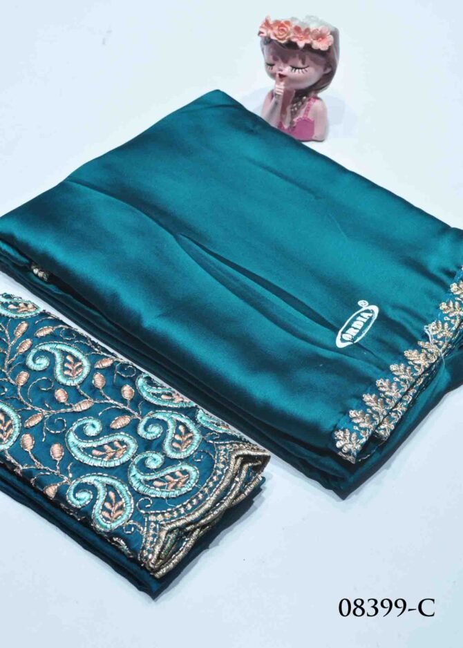 Athira  -08399-C Ocean Blue Color Trending Excellent Satin Saree CM1269999 [LR8C]