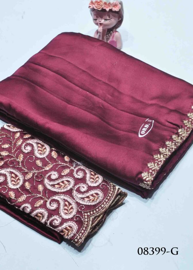 Athira  -08399-G Aubergine Purple Color Trending Excellent Satin Saree CM1269999 [LR8C]
