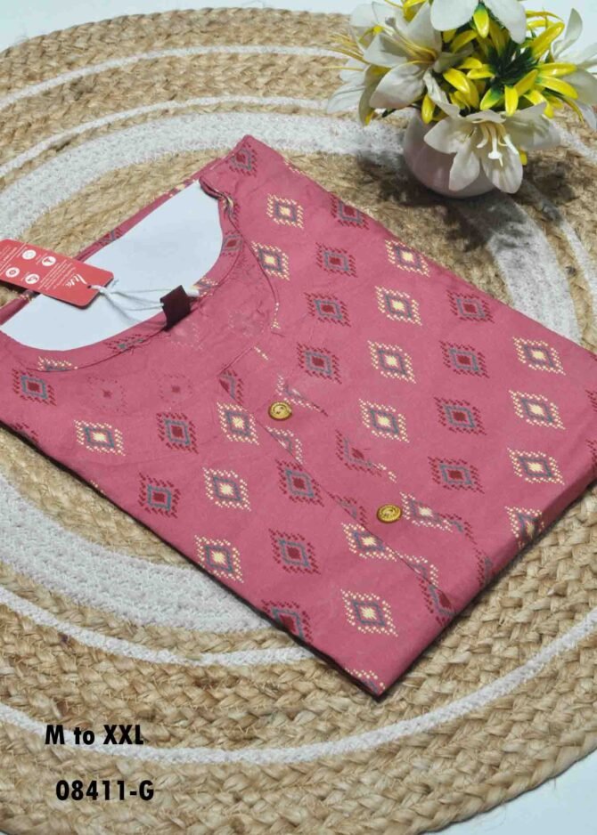 Miruthula - 08411-G  Onion Pink Color Rayon  Readymade Kurti CM1258378 (RR2C)