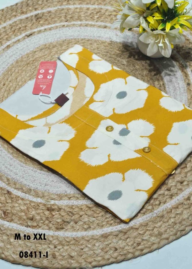 Miruthula - 08411-I  Yellow Color Rayon  Readymade Kurti CM1258378 (RR2C)