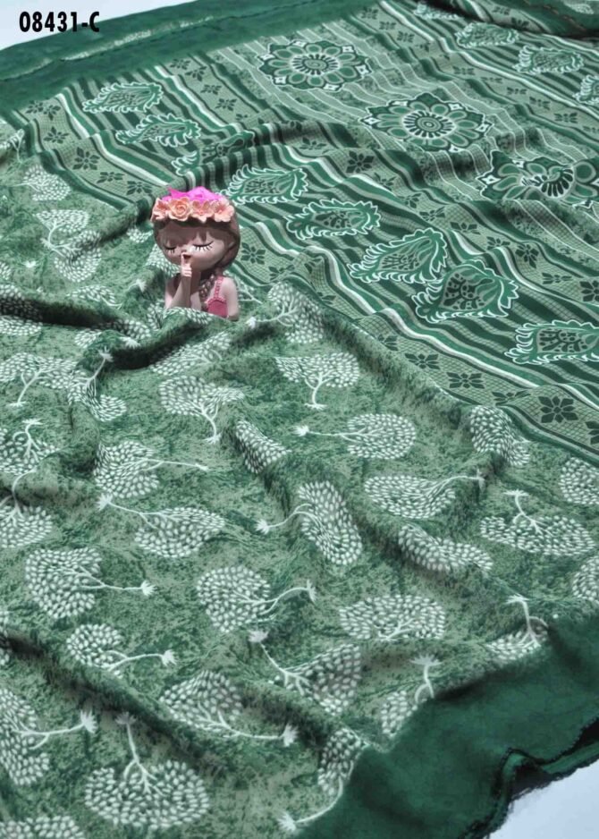 Rageela - 08431-C Green Color  Printed work Synthetic Saree CM1254231 (RR9E)