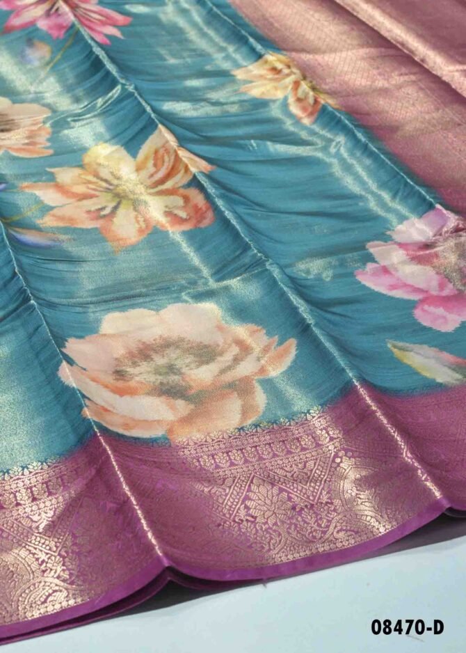 Gargi - 08470-D Ocean Green Color Shiny Tissue Silk Latest Trending Saree CM1265570 (LR2B)