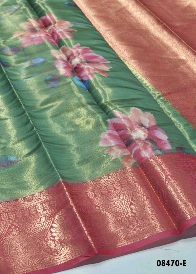 Gargi - 08470-E Green Color Shiny Tissue Silk Latest Trending Saree CM1265570 (LR2B)