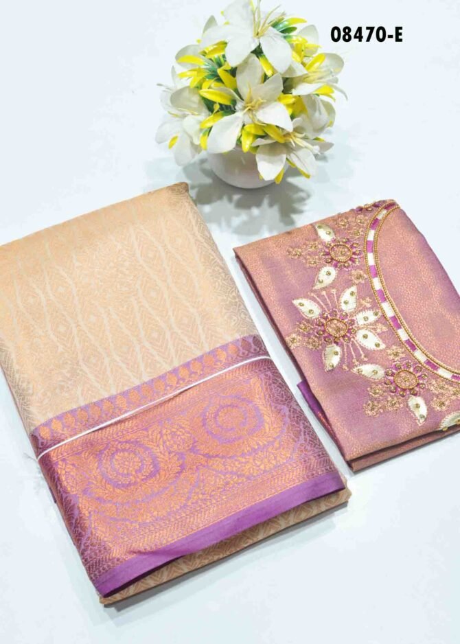 Raja Rani - 08470-E  Halfwhite  Color Rich Look Kanchipuram Silk  Saree with Blouse work CM1261367 (RR3D)