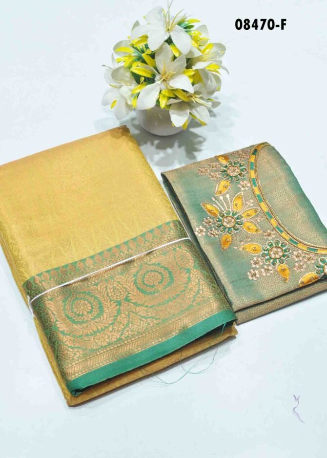 Raja Rani - 08470-F Lemon Green  Color Rich Look Kanchipuram Silk  Saree with Blouse work CM1261367 (RR3D)