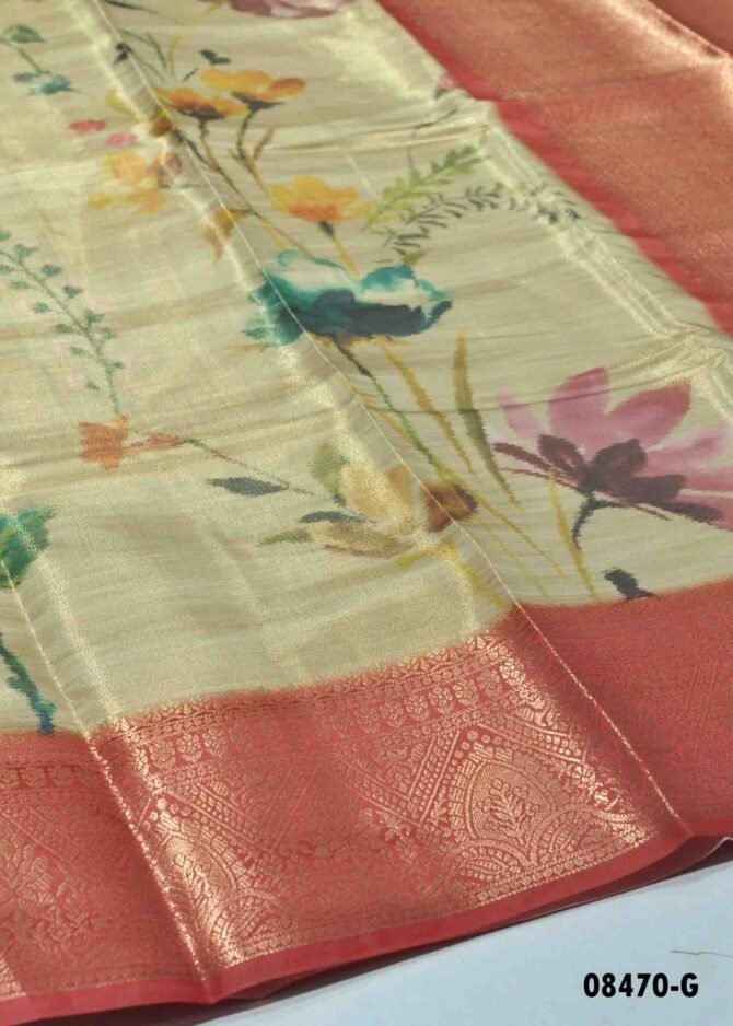 Gargi - 08470-G Sandal Color Shiny Tissue Silk Latest Trending Saree CM1265570 (LR2B)