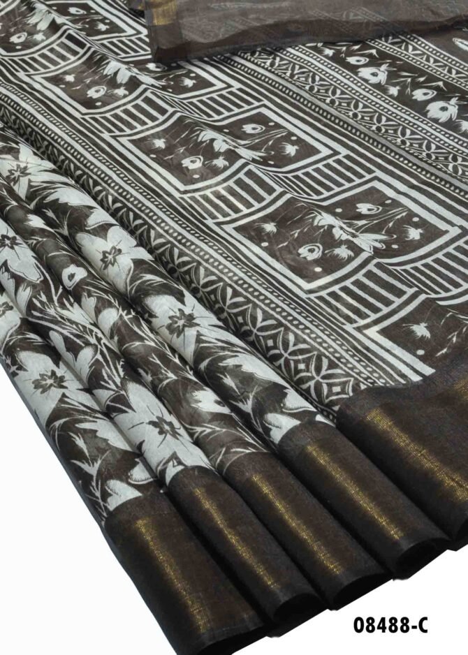 Chandini -08488-C  Brown Color Mixed Cotton Saree CM1258174 (RR7D)