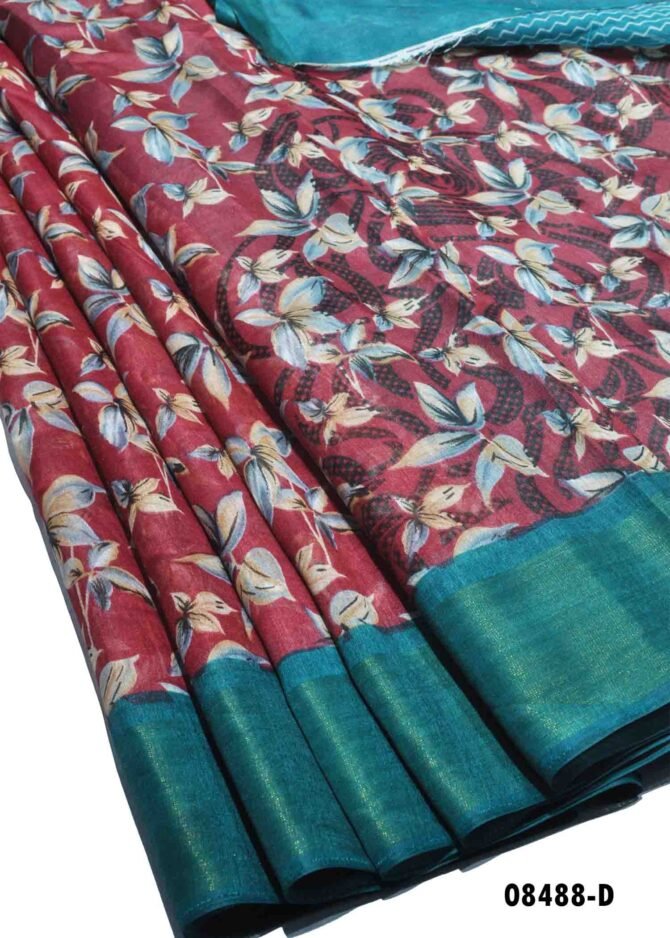 Chandini -08488-D  Maroon Color Mixed Cotton Saree CM1258174 (RR7D)