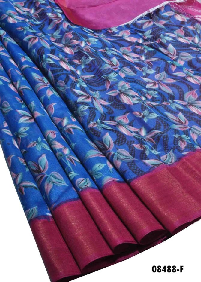 Chandini -08488-F  Blue Color Mixed Cotton Saree CM1258174 (RR7D)