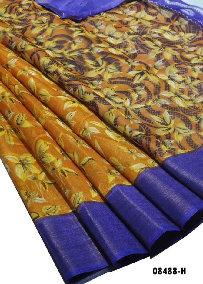 Chandini -08488-H  Mustard Color Mixed Cotton Saree CM1258174 (RR7D)