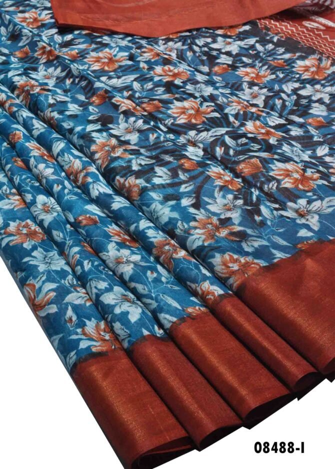 Chandini -08488-I  Sky Blue Color Mixed Cotton Saree CM1258174 (RR7D)