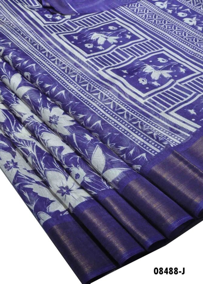 Chandini -08488-J  Violet Color Mixed Cotton Saree CM1258174 (RR7D)