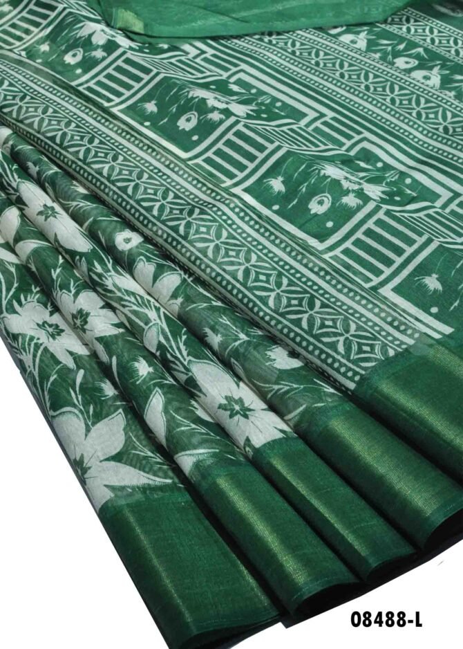 Chandini -08488-L  Green Color Mixed Cotton Saree CM1258174 (RR7D)