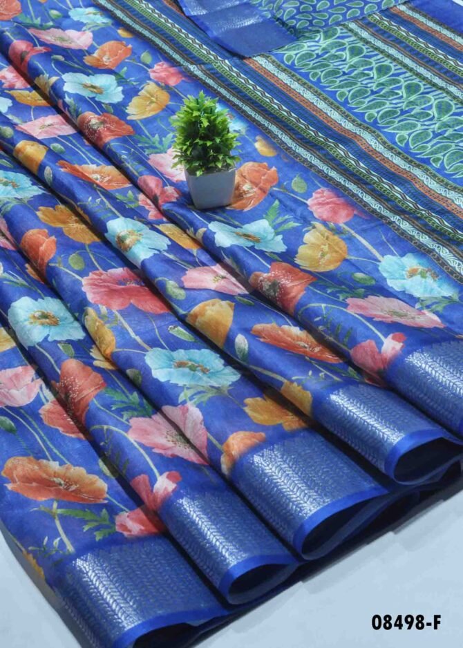 Gopirani - 08498-F Blue Color Printed Dola Silk Saree CM1262298 (RR5D)
