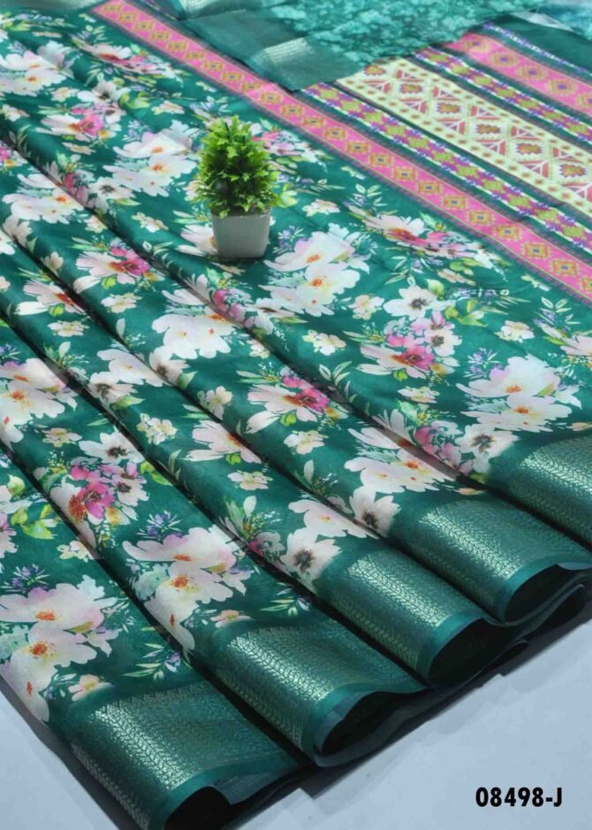 Gopirani - 08498-J Teal Green Color Printed Dola Silk Saree CM1262298 (RR5D)