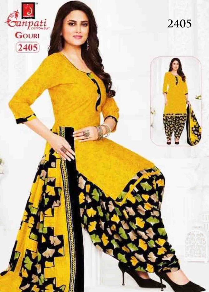 Gouri -2405 Yellow Color Cotton Salwar Material CM1270199 (RR3C)