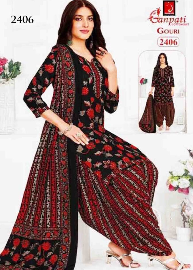 Gouri -2406 Black Color Cotton Salwar Material CM1270199 (RR3C)