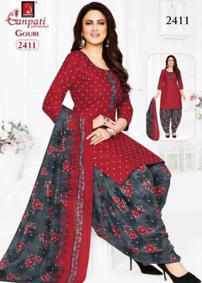 Gouri -2411 Red Color Cotton Salwar Material CM1270199 (RR3C)