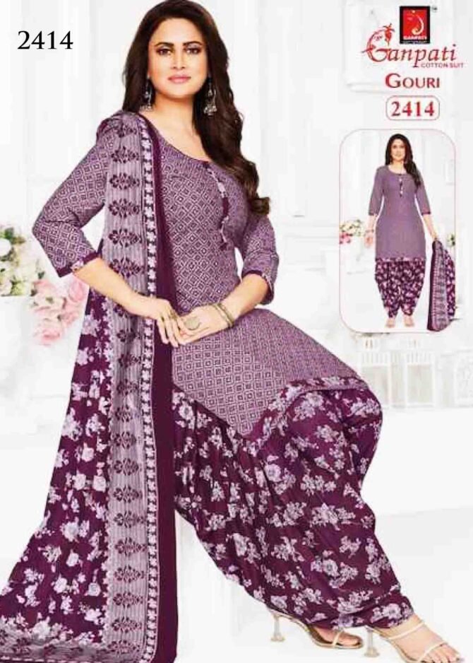 Gouri -2414 Plum Purple Color Cotton Salwar Material CM1270199 (RR3C)