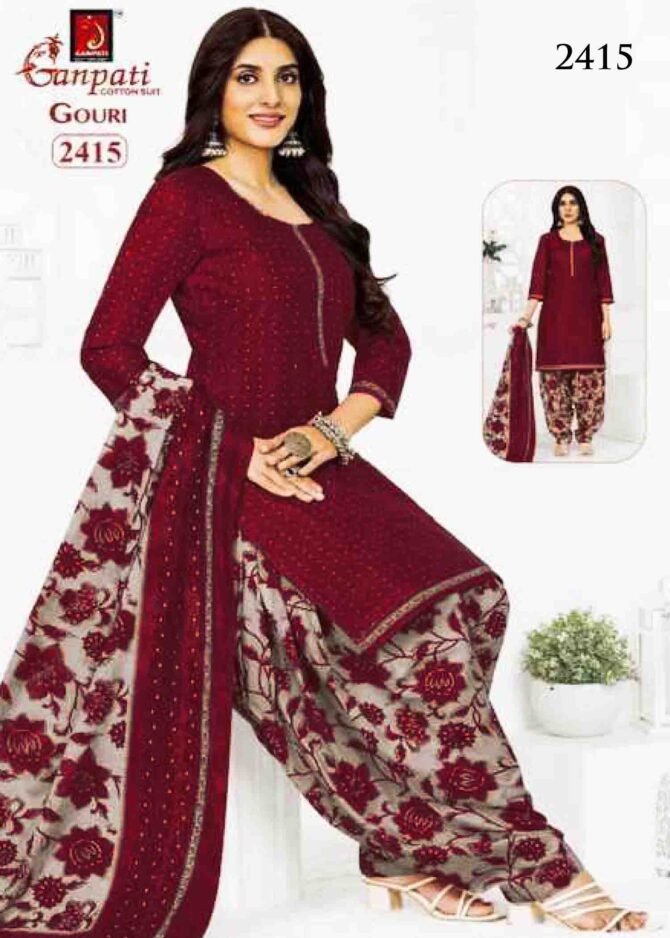 Gouri -2415 Maroon Color Cotton Salwar Material CM1270199 (RR3C)