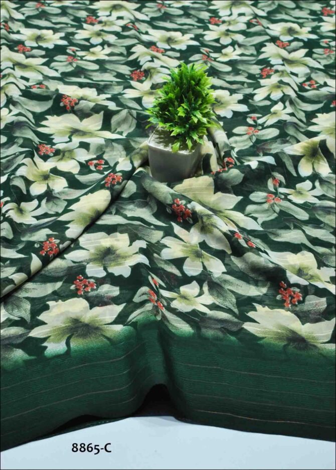 Fair Lady -8865-C  Bottle Green Color New Arrival Soft Georgette Saree CM1248865 (RR9B)