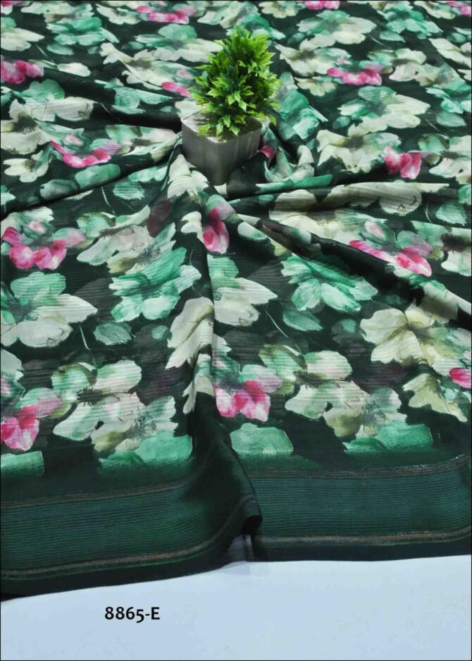 Fair Lady -8865-E  Bottle Green Color New Arrival Soft Georgette Saree CM1248865 (RR9B)