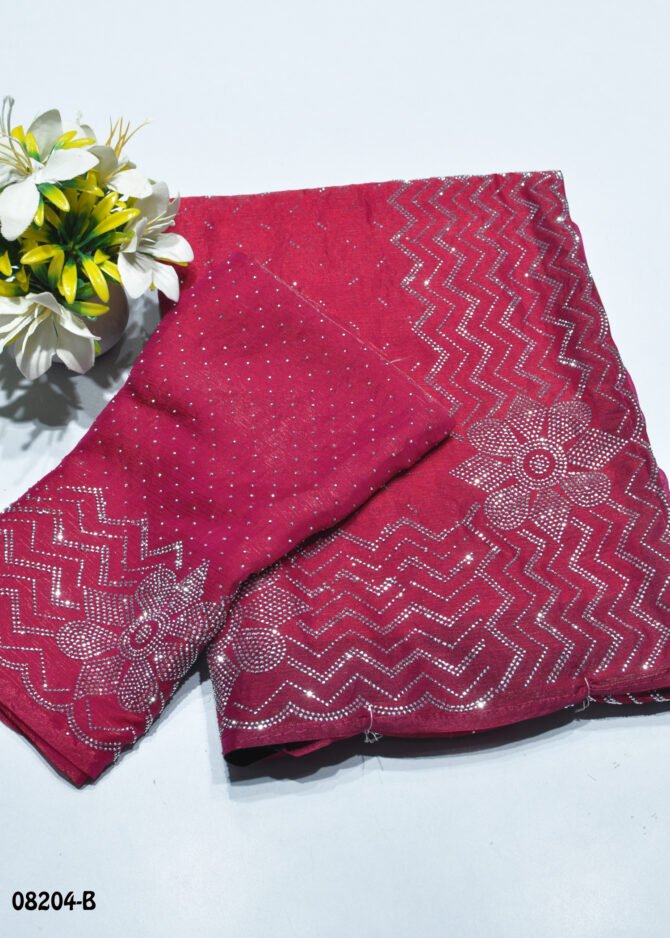 Apple Silk-08204-B  Dark Pink Color New Arrival Stone Work Jimmy-Choo Saree CM1254952 [RR10D]