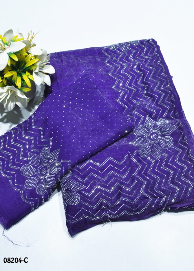 Apple Silk-08204-C  Violet Color New Arrival Stone Work Jimmy-Choo Saree CM1254952 [RR10D]