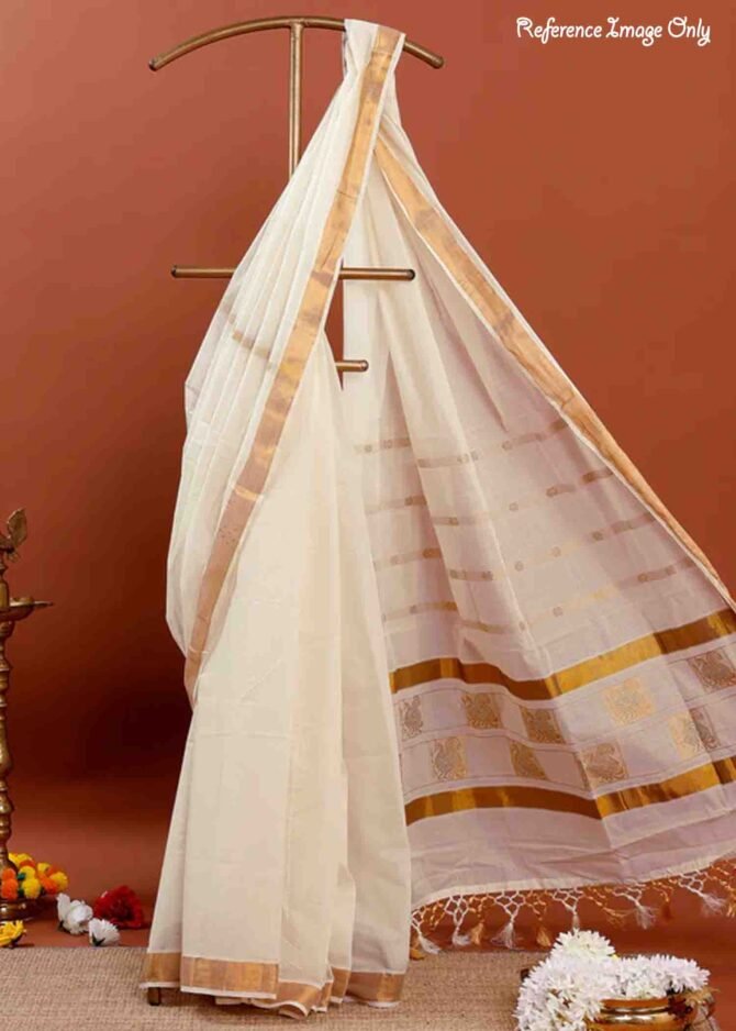 Aaradhya - 08218-E  Halfwhite Color Onam Special Kerala Tardition Cotton Saree CM1268710 (LR4C)