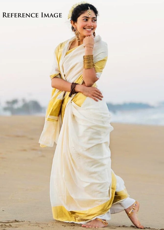 Bhumika -08398-B Baby Pink Color Onam Special Poly Cotton Saree CM1268709 (LR4D)