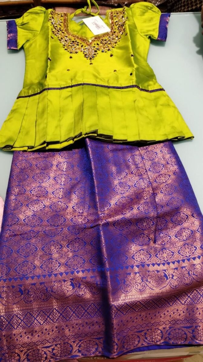 Meera 08820-A Green color pavadai sattai set CM1252585