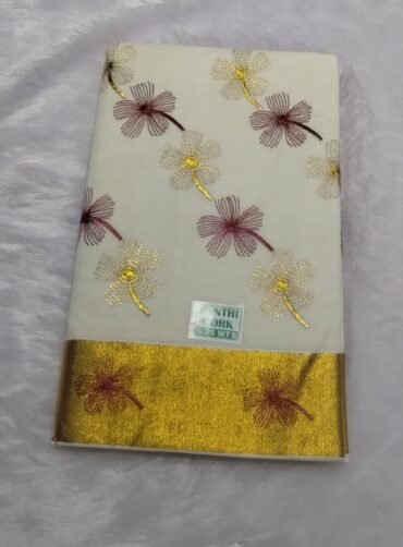Ananya - 08215-F  Halfwhite Color Onam Special Kerala Tardition Cotton Saree CM1264216 (LR4D)