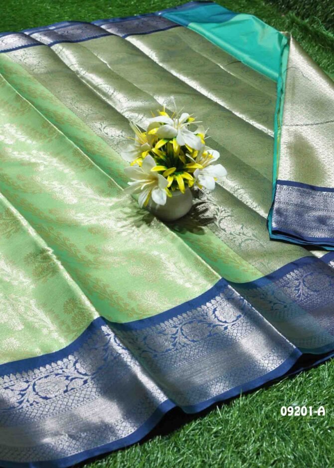 Thendral - 09201 -A  Spring Green Color Traditional Wear Cora Silk Saree CM1282053 (LR1D)