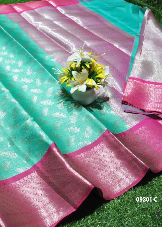 Thendral - 09201 -C  TiffanyGreen Color Traditional Wear Cora Silk Saree CM1282053 (LR1D)