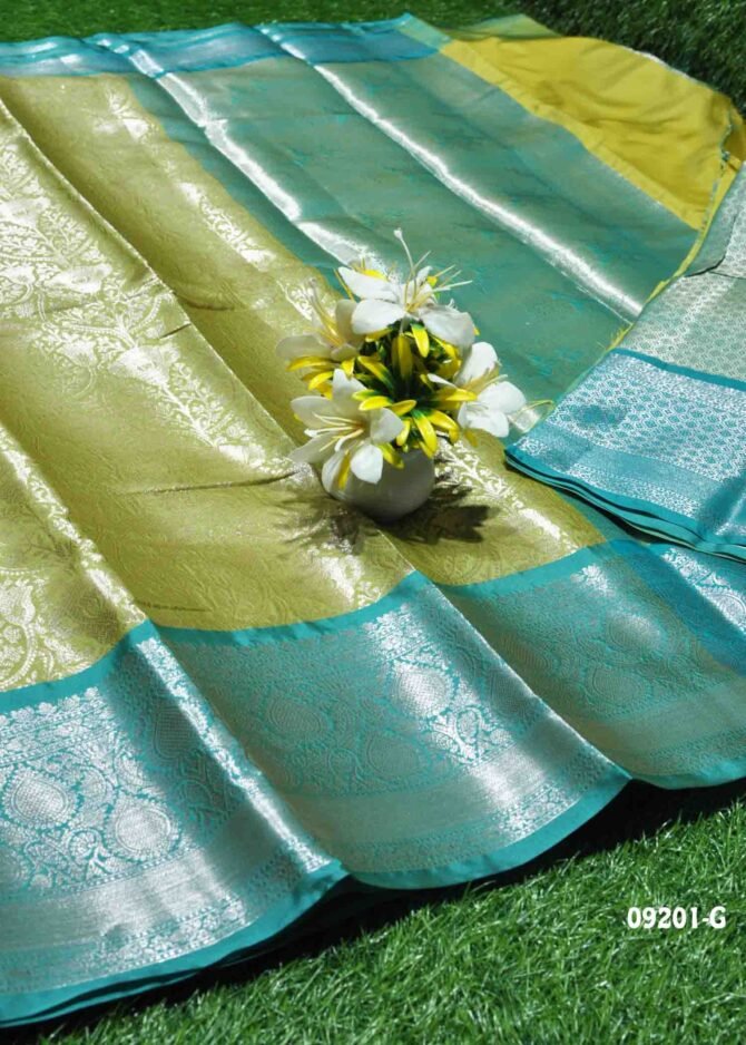 Thendral - 09201 -G  TeaGreen Color Traditional Wear Cora Silk Saree CM1282053 (LR1D)