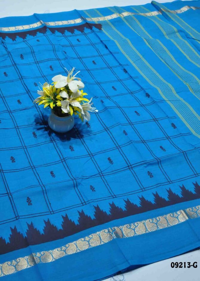 Adhishri -09213-G   SkyBlue Color Chettinad Cotton Saree CM1283951 [LR13C]